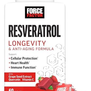 Force Factor Resveratrol Longevity & Anti-Aging - Suplemento Antioxidante para Saúde Celular e Cardíaca