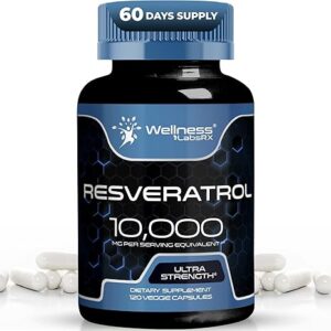 Suplemento de Resveratrol 1000mg - Antioxidante Vegano para Saúde do Coração e Envelhecimento Saudável