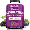 Nutrivein Premium Resveratrol 1450mg com Chá Verde e Açaí - Suporte ao Envelhecimento e Coração