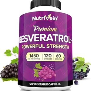 Nutrivein Premium Resveratrol 1450mg com Chá Verde e Açaí - Suporte ao Envelhecimento e Coração
