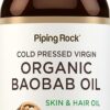 Óleo de Baobab Orgânico Piping Rock 60ml - Hidratação e Nutrição para Pele e Cabelo
