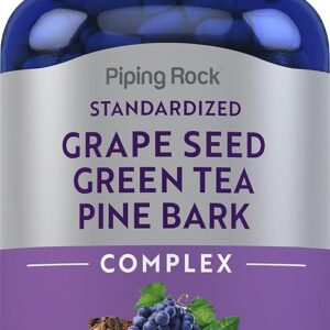 Piping Rock Complexo de Semente de Uva, Chá Verde e Casca de Pinheiro - Antioxidantes para Saúde Cardiovascular