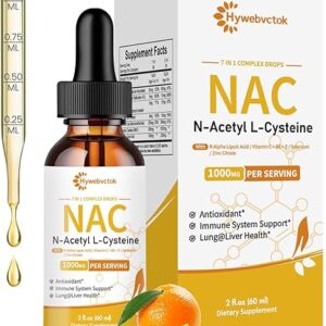 Hywebvctok Liquid NAC Drops 1000 MG - Suporte Imunológico e Antioxidante com Sabor Laranja