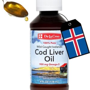 Óleo de Fígado de Bacalhau De La Cruz 118ml - Fonte Pura de Ômega-3 para Saúde Cardiovascular