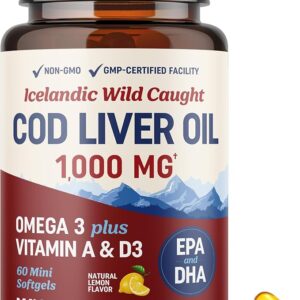 Óleo de Fígado de Bacalhau MAV Nutrition 1000mg - Ômega 3 e Vitaminas A e D3 para Saúde Imunológica e Óssea