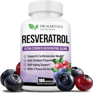 Extra Strength Resveratrol 1568mg - Antioxidante para Coração e Imunidade com 180 Cápsulas