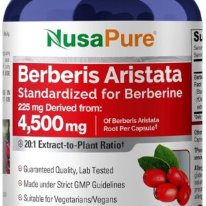 NusaPure Berberine HCI 20:1 Extract - Suporte Potente à Saúde Metabólica em Cápsulas Veganas