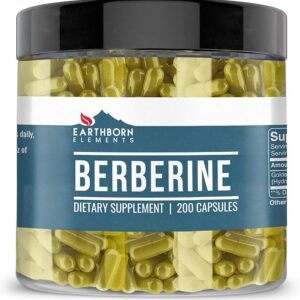 Berberina Earthborn Elements 200 Cápsulas - Suplemento Natural para Saúde Metabólica e Controle de Açúcar
