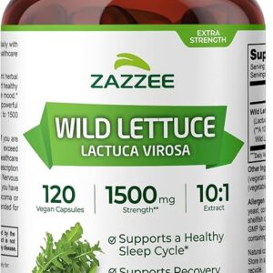 Zazzee Extrato de Alface Selvagem 10:1 - 1500 mg para Relaxamento e Bem-Estar
