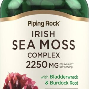 Piping Rock Irish Sea Moss 2250mg com Bladderwrack e Burdock Root - Suporte Nutricional Completo