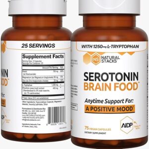 Suplemento Natural Serotonin Brain Food - Suporte ao Humor e Calma com L-Tryptophan