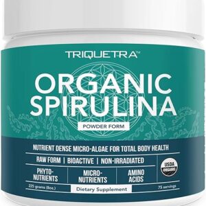 Pó de Spirulina Orgânica Triquetra Health 8 oz - Superalimento com Pureza e Nutrientes