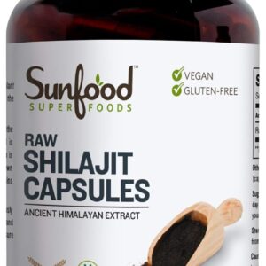 Cápsulas de Shilajit Sunfood Superfoods 90 Cápsulas - Energia e Vitalidade com Resina Pura do Himalaia