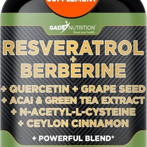 Complexo Antioxidante 14 em 1 - Resveratrol, Berberina e mais para Saúde e Bem-Estar