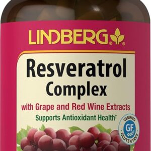 Suplemento de Resveratrol Lindberg 120 Cápsulas - Antioxidante Natural para Saúde Cardíaca e Bem-Estar