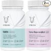 Suplemento de Longevidade VITRUVIN com NMN 500MG e Trans-Resveratrol 500MG - Vegan e Sem Glúten