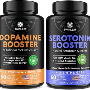 TWINLEAF Suplemento para Suporte à Serotonina e Dopamina - 120 Cápsulas para Bem-Estar Mental