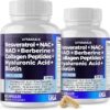Vitamax Resveratrol NAD+ Berberine Ácido Hialurônico - Suporte Completo para Cabelo, Unhas e Pele