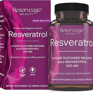 Reserveage Beauty Resveratrol 500 mg - Antioxidante para Coração e Envelhecimento Saudável