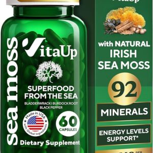 Cápsulas de Irish Sea Moss da VitaUp - Suporte Avançado para Cabelo, Pele e Imunidade com Ingredientes Naturais