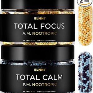 AMPM Nootropic Total Focus + Calm 9X - Suplemento para Aumentar Foco e Memória com Ashwagandha