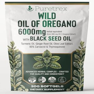 Óleo de Orégano Selvagem 6000mg Puretrex - Suporte Imunológico e Digestivo em Cápsulas Softgel