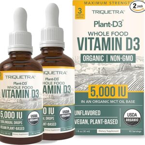 Plant-D3: Vitamina D3 Orgânica 5000 IU - Alta Absorção em Gotas Sublinguais Vegan