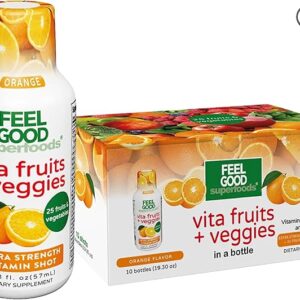 FeelGood Superfoods Vita Fruits and Veggies Shot - 10 Unidades para Suporte Imunológico com Frutas e Vegetais Orgânicos
