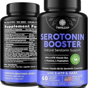 Suplemento Natural de Serotonina TWINLEAF 60 Cápsulas - Gerenciador de Humor e Cortisol para Mulheres