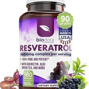 Resveratrol 1600mg Biodora - Antioxidante Natural para Saúde Digestiva, Imunidade e Coração
