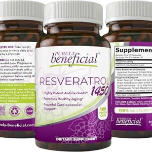 Resveratrol Purely Beneficial 90 Cápsulas - Antioxidante Poderoso para Saúde Cardiovascular e Envelhecimento Saudável