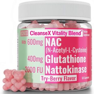 Gummies SHIZAM com N-Acetil Cisteína, Nattokinase e Glutathione - Suporte Antioxidante e Imunológico Completo