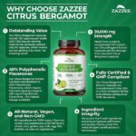 Extrato de Bergamota Zazzee 1200 mg - Suporte Natural para Saúde Cardiovascular e Bem-Estar - 2