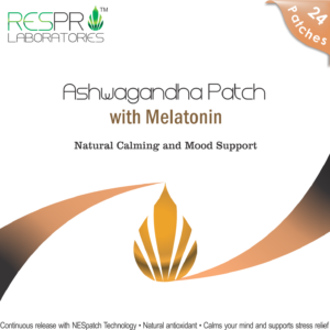 Ashwagandha e melatonina Respro Labs — caixa de 24 adesivos