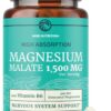 Magnesium Malate 1500MG com Vitamina B6 e Pimenta Preta - Suporte Energético e Nervoso