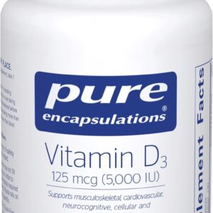 Vitamina D3 125 mcg (5.000 UI) Pure Encapsulations - Suporte à Saúde Óssea, Imunidade e Coração