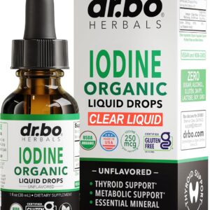 Iodine Liquid Drops Potassium Iodide - Suplemento Orgânico para Saúde da Tireóide com 450 Porções