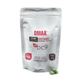 Comprimidos de DMAA BC9 20 Contagem - Aumento de Performance e Melhora Cognitiva para Pesquisas - Comprimidos 25mg-20ct-500mg