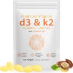 Daiasns Vitamina D3 10000 UI e K2 200 mcg - Suporte para Saúde Muscular e Imunidade
