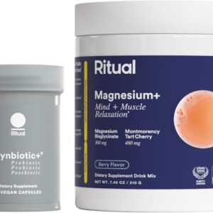 Duo de Suporte ao Cérebro, Músculos e Intestinos Ritual - Magnesio e Synbiotic para Relaxamento e Saúde Intestinal