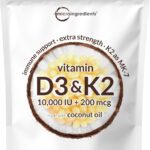 Micro Ingredients Vitamina D3 10.000 IU + K2 MK-7 200 mcg - Suplemento de Fortalecimento Ósseo e Imunidade - 7