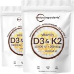 Micro Ingredients Vitamina D3 10.000 IU + K2 MK-7 200 mcg - Suplemento de Fortalecimento Ósseo e Imunidade - 8