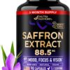 Suplemento Natural de Açafrão Saffron - Extrato Puro 88,5 mg - Suporte à Saúde Mental e Visual