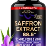 Suplemento Natural de Açafrão - Extrato Puro 88,5 mg - Suporte à Saúde Mental e Visual