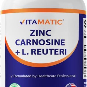 Vitamatic Zinc Carnosine com 10 Bilhões de CFU de L. Reuteri - Suporte à Saúde Digestiva e Intestinal