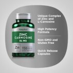 Piping Rock Zinco e L-Carnosina 84mg - Suplemento Imunológico e Digestivo em Cápsulas - 4