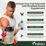 Cápsulas de Extrato de Rhodiola Rosea - Fórmula Adaptogênica com Ashwagandha, L-Theanine e Pimenta Preta para Suporte ao Estresse e Foco Mental - 90 Cápsulas - 8