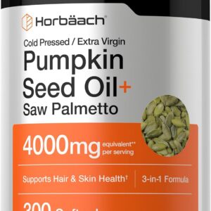 Óleo de Semente de Abóbora com Saw Palmetto Horbäach 4000mg - Suporte para Cabelos e Pele