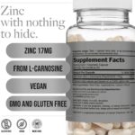 Naked Zinc Carnosine - Suplemento Vegano para Saúde do Intestino e Imunidade 60 Cápsulas - 5