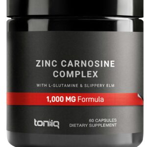 Suplemento de Zinco L-Carnosina 1000 mg - Fórmula Tripla com L-Glutamina e Ulmeiro
